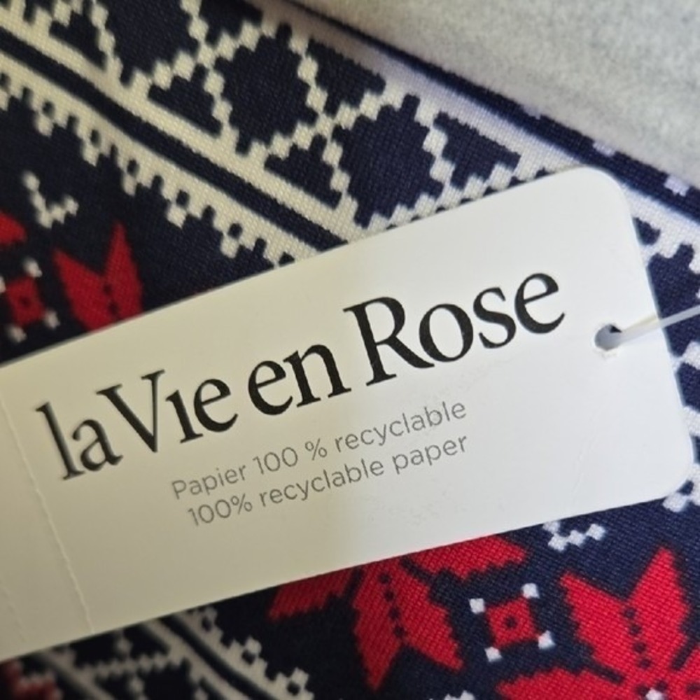 La Vie En Rose One Piece Pajamas Sleepwear, Fair Isle Winter Pattern, XXL, New - Picture 7 of 10